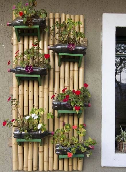 imagen jardín vertical interior sobre bambú