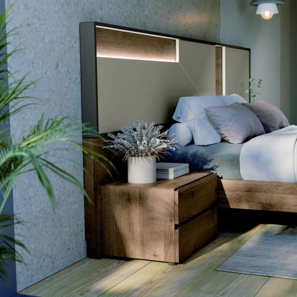5. Dormitorio de matrimonio que ofrece en su acabado líneas asimétricas para un toque vanguardista y moderno. Acabado en colores Samoa, Ágata y Ónix. 5. Dormitorio de matrimonio que ofrece en su acabado líneas asimétricas para un toque vanguardista y moderno. Acabado en colores Samoa, Ágata y Ónix.