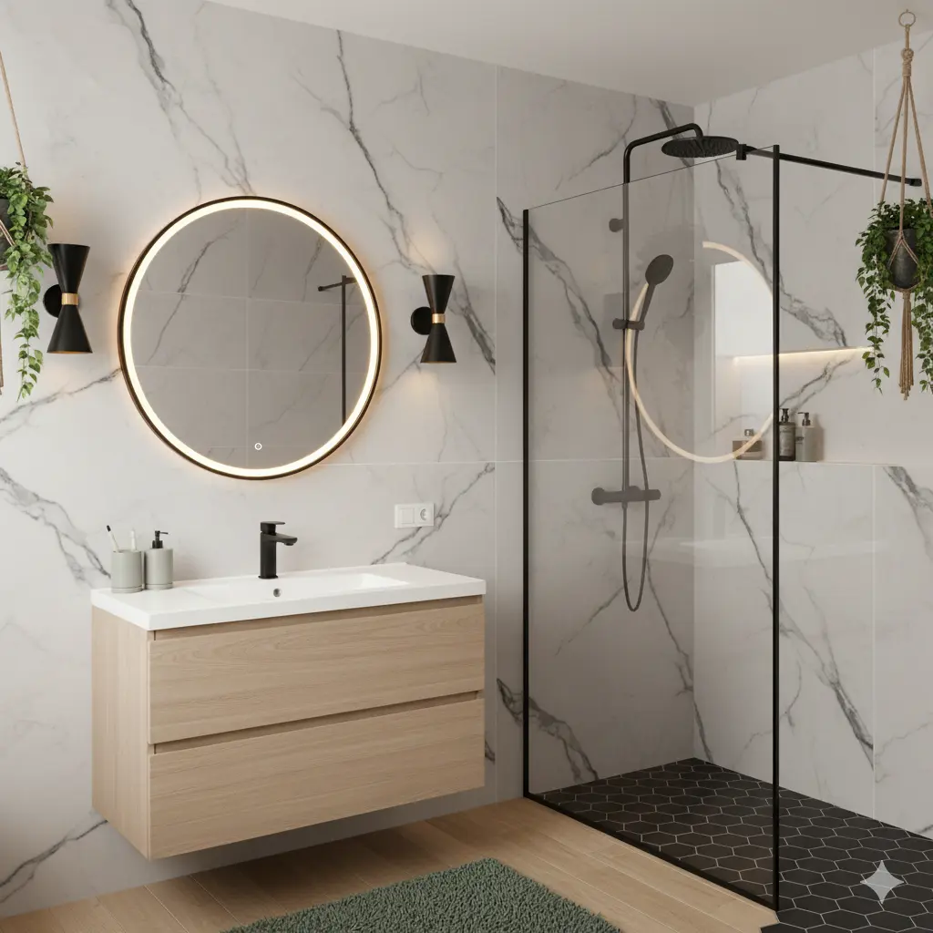 decorar el baño con plantas artificiales