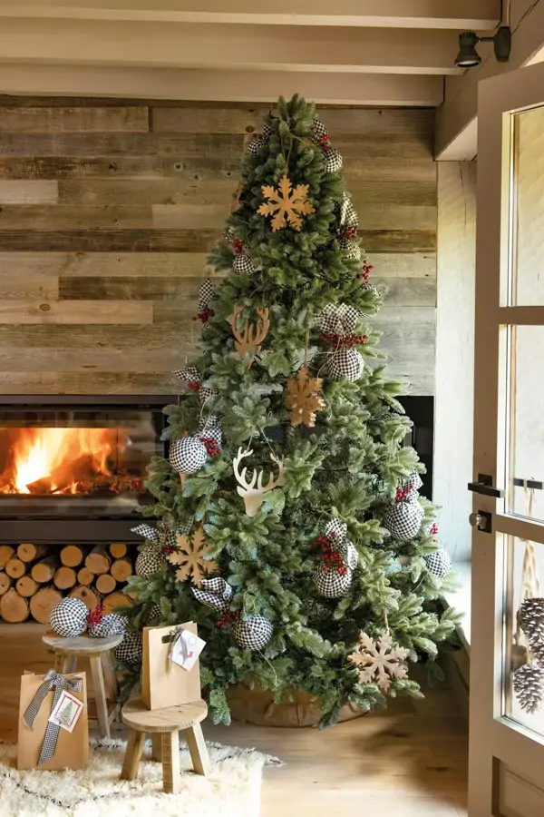 decoracion navideña con materiales nobles y artesanales.