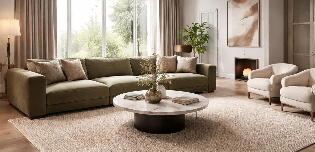 salones grandes con sofas grandes en colores crudos