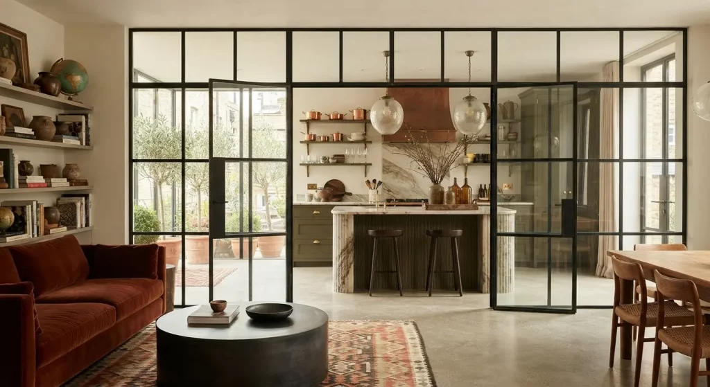Ideas para cocinas abiertas al salón modernas 4 cocina abierta con cristalera y barra en vivarea